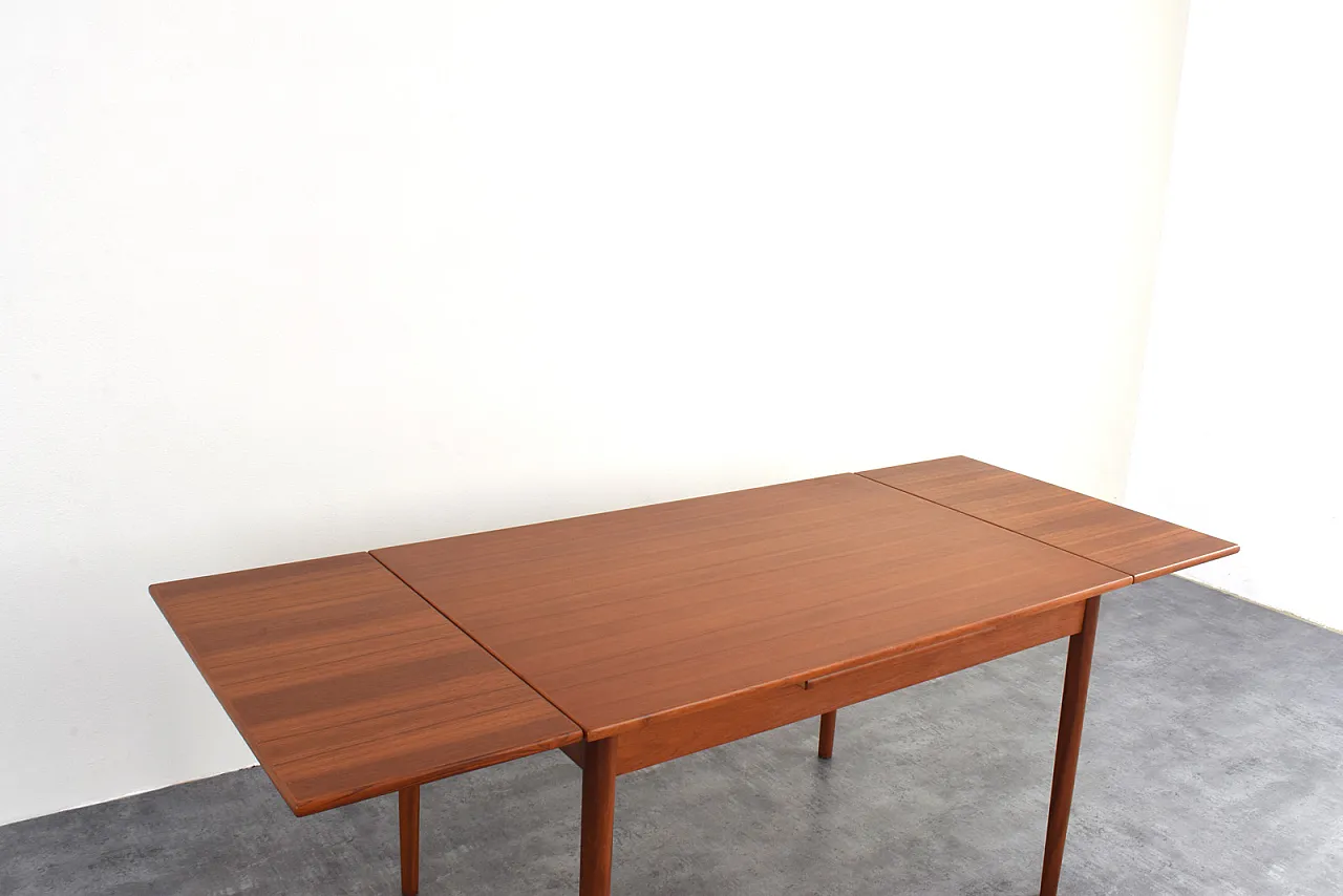 Dining table extendable in Danish teak, 1960s 14