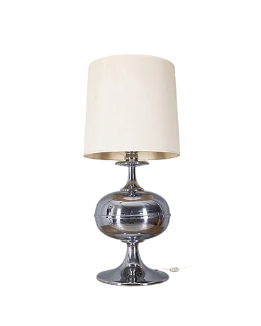 Lampada da tavolo grande in metallo cromato, anni '70