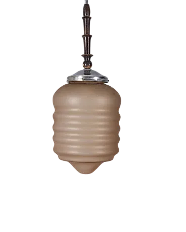 Lampada a sospensione in vetro rosa, anni '50