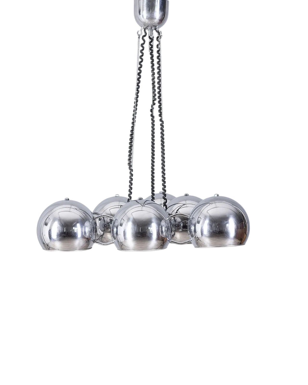 Lampadario in metallo cromato di Goffredo Reggiani per Reggiani, anni '70 13