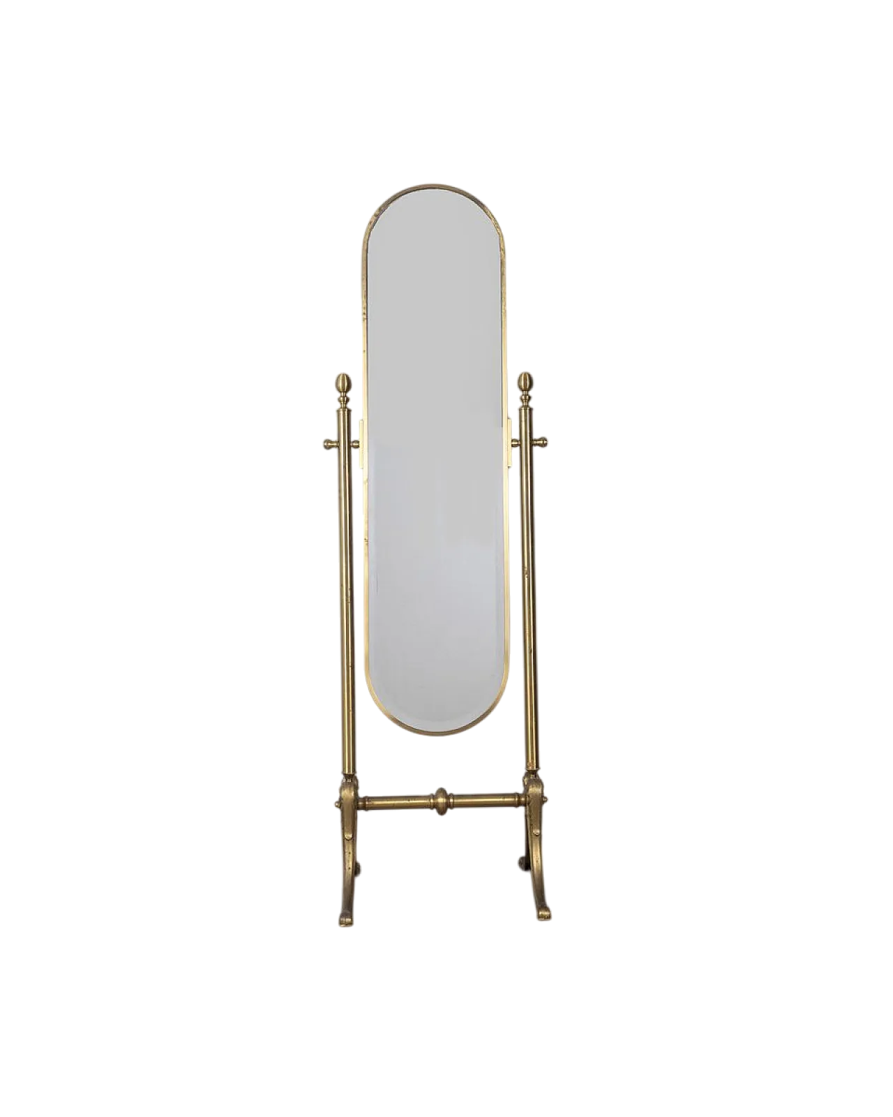Gilt brass floor mirror, 1950s 11