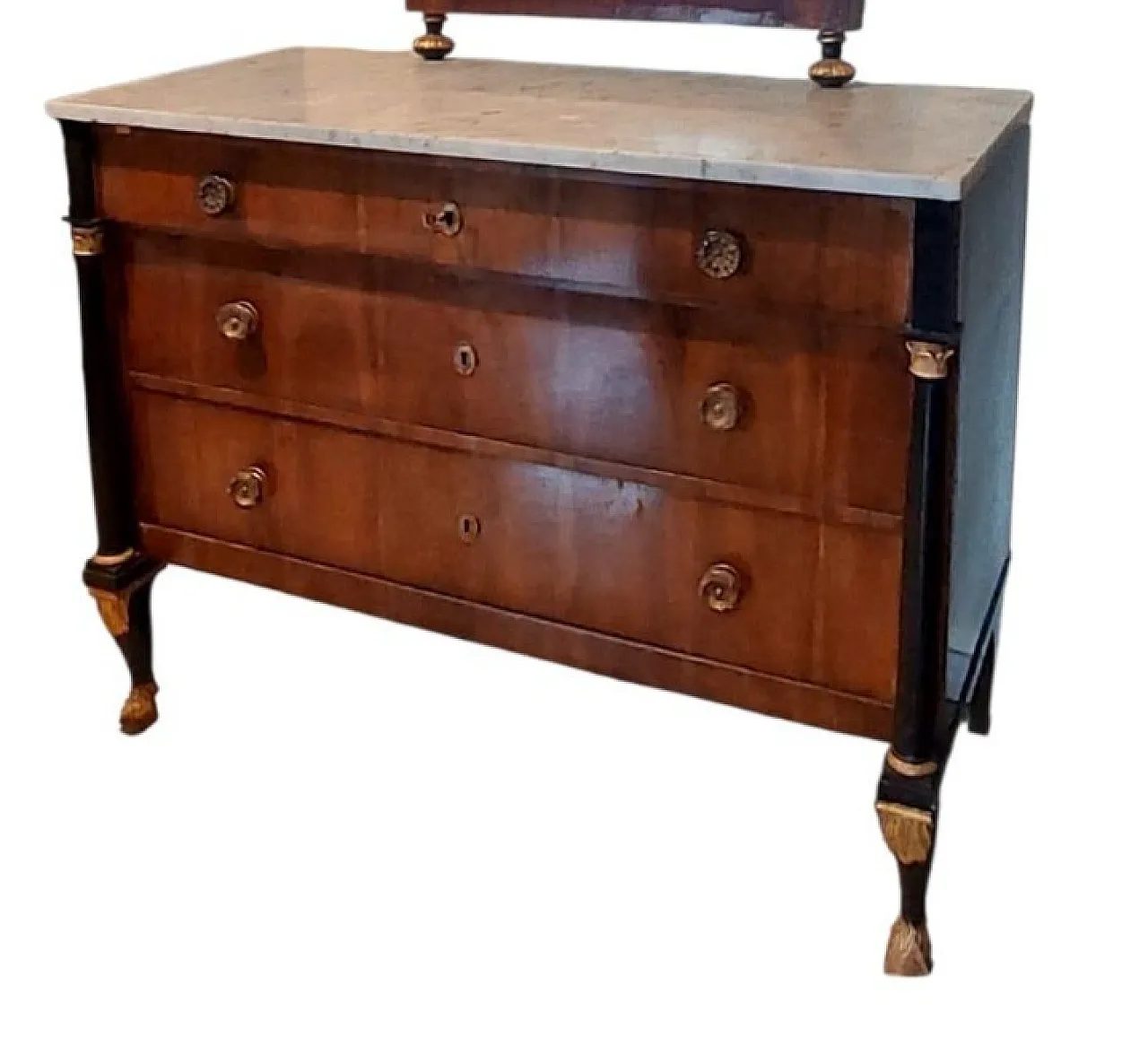 Cassettone Impero con specchiera, primi '800 2