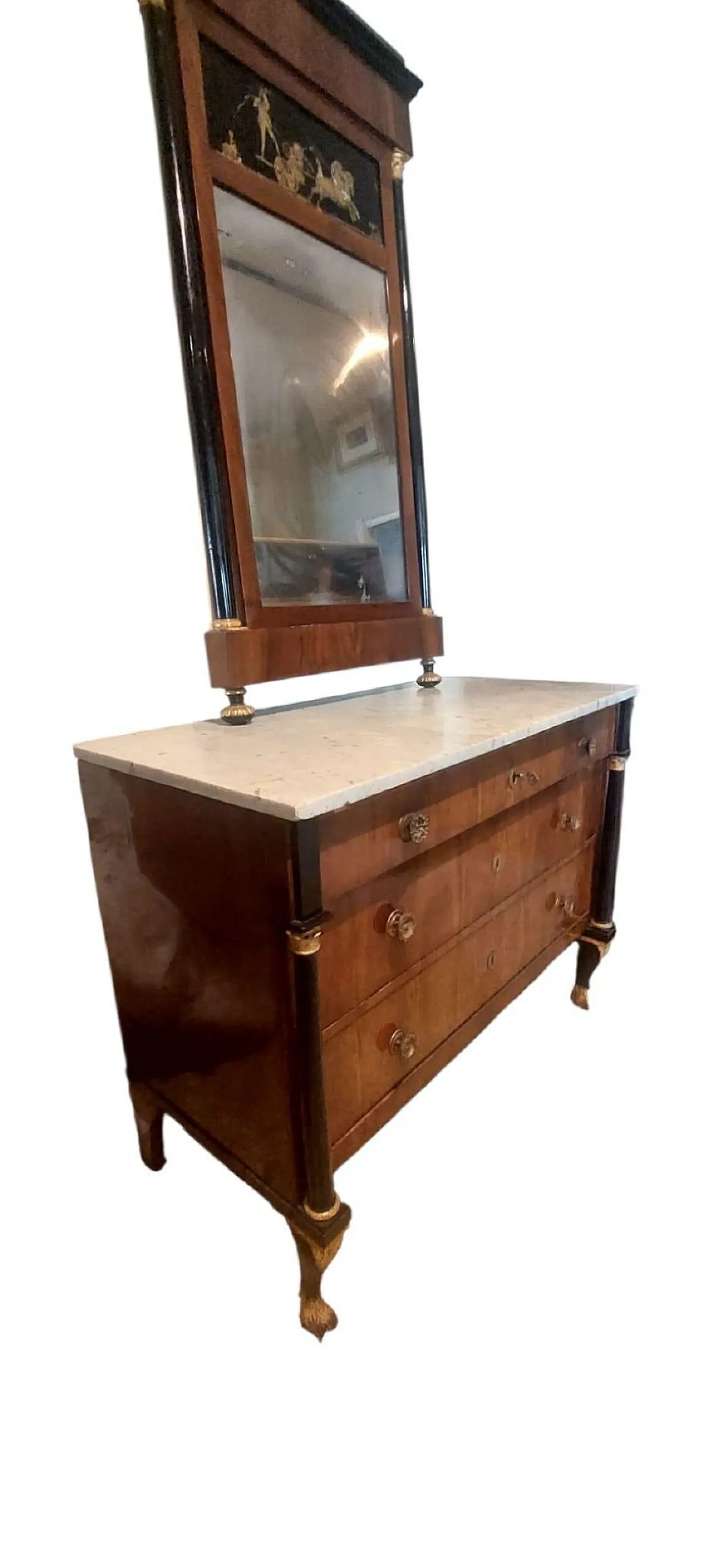 Cassettone Impero con specchiera, primi '800 5