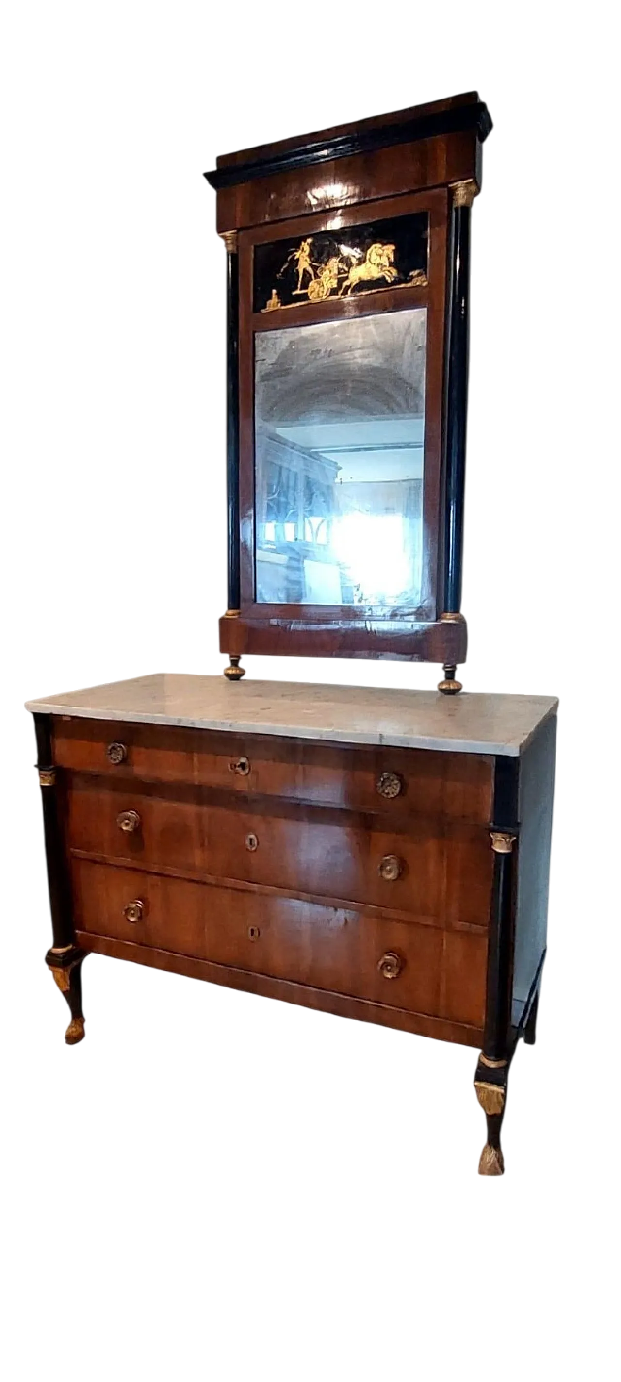 Cassettone Impero con specchiera, primi '800 19