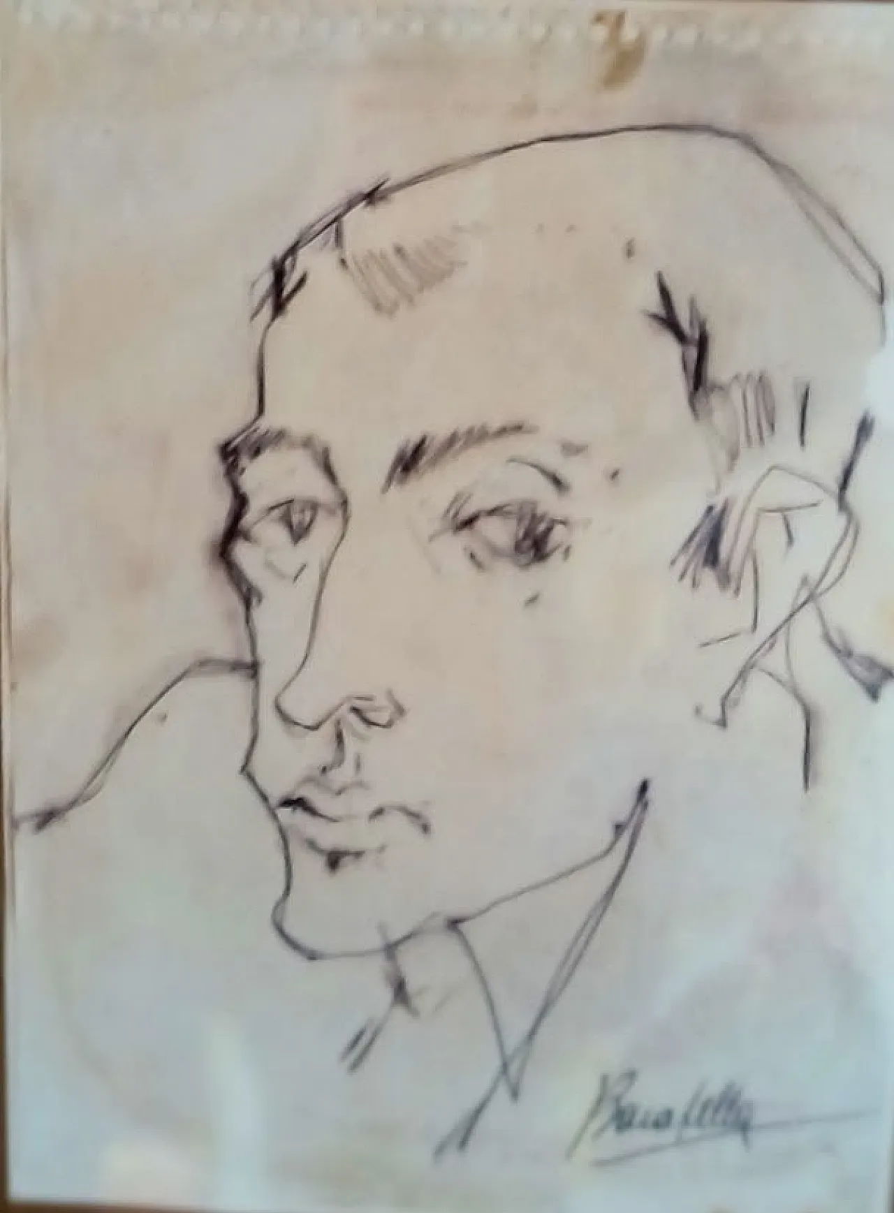 Ritratto a inchiostro su carta G.P. Testa di PAOLO BARATELLA, anni '70 3