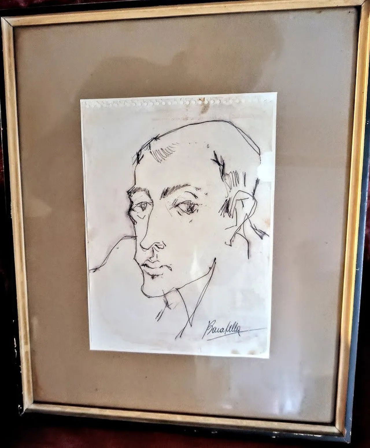 Ritratto a inchiostro su carta G.P. Testa di PAOLO BARATELLA, anni '70 4