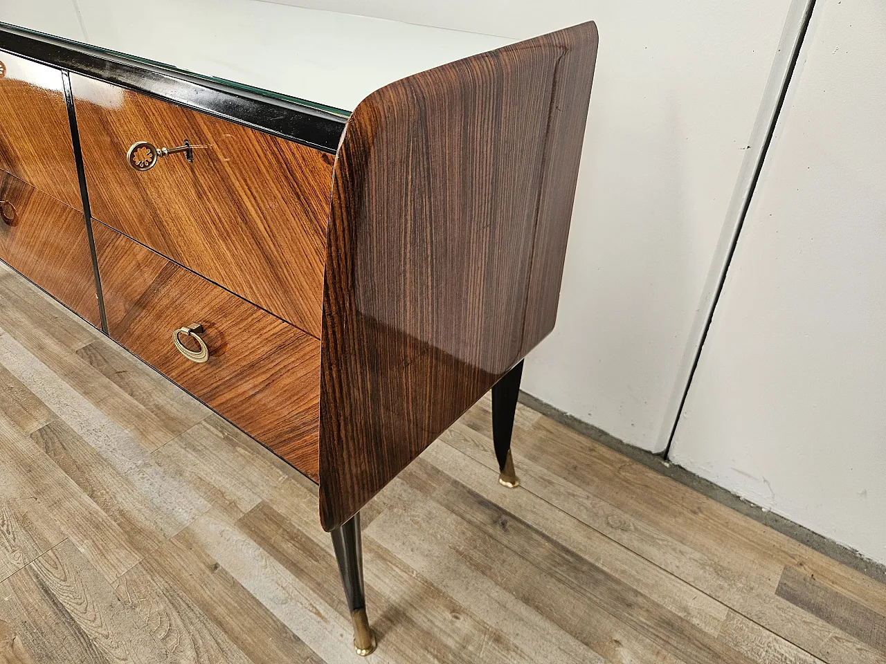 Mid Century drawer in mahogany and mirror, 1950s 2