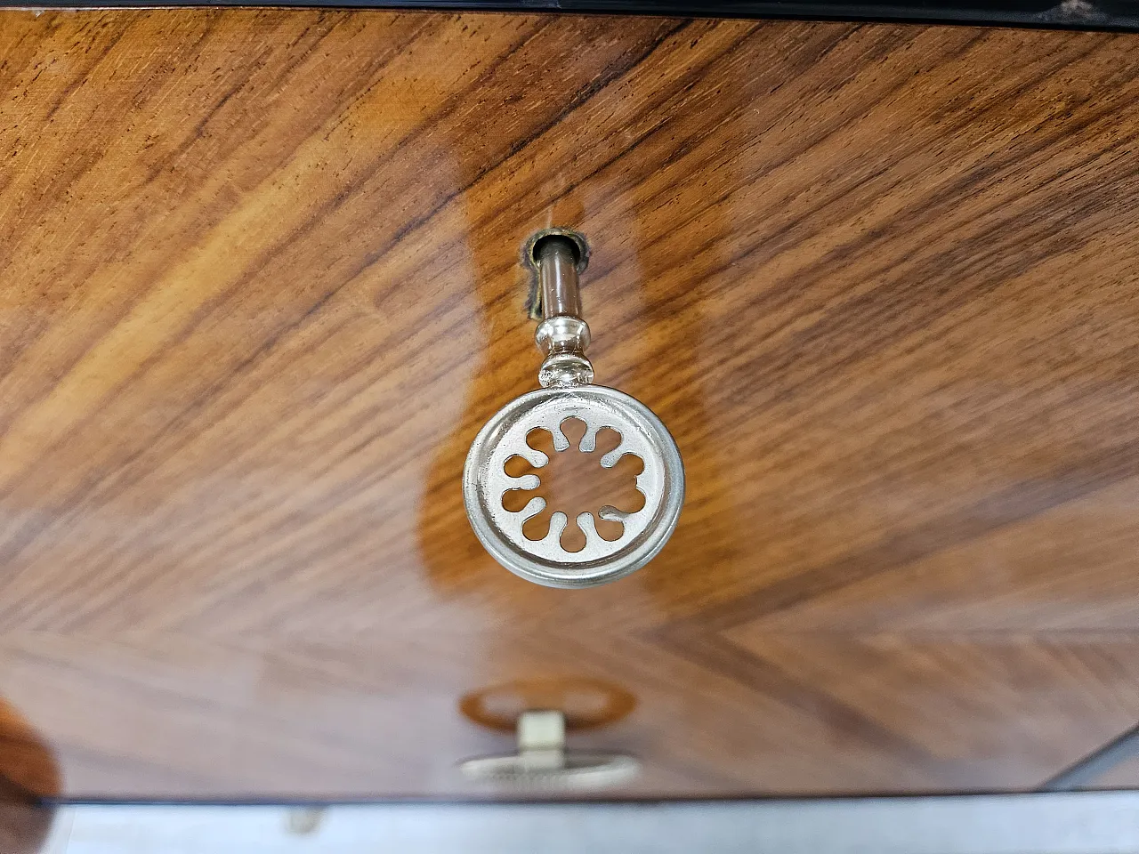 Mid Century drawer in mahogany and mirror, 1950s 8