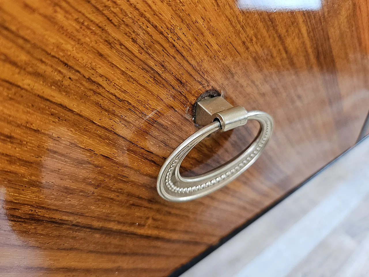 Mid Century drawer in mahogany and mirror, 1950s 10