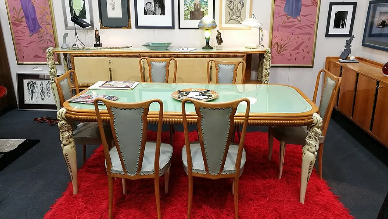 Credenza in legno e pergamena di La Permanente Mobili Cantù, anni '50 4