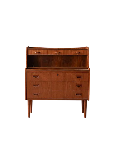 Scandinavian Teak Secretaire with carved handles