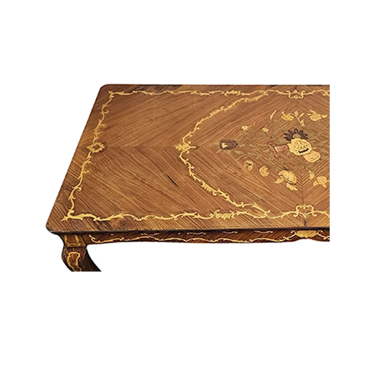 Tavolo in legno intarsiato, anni '50 2