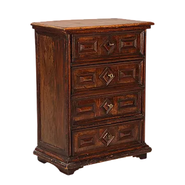 Comodino in stile barocco in legno di abete e noce, '900