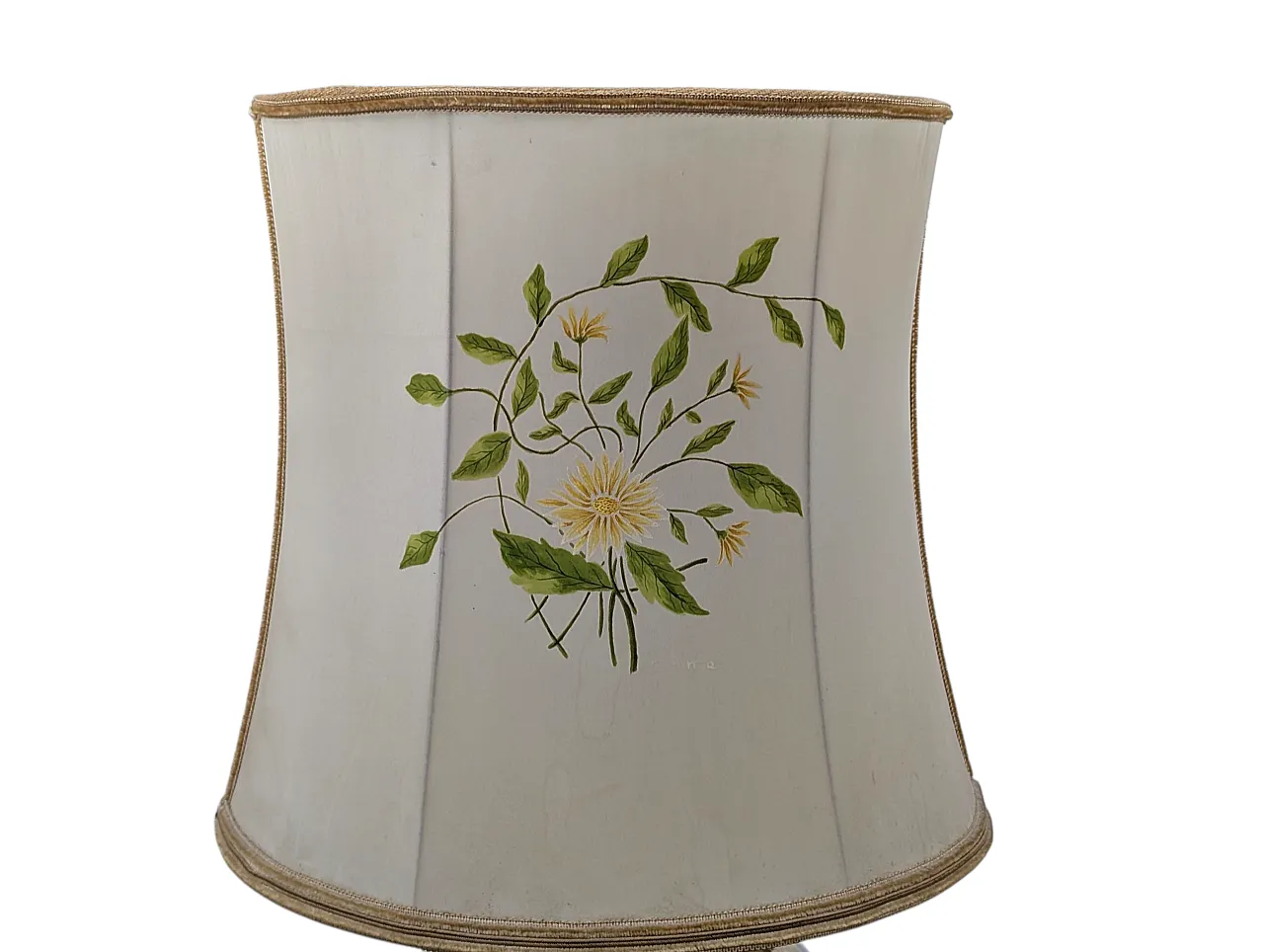 Golden ceramic lamp with floral decoration of Ghinza, 70s 1