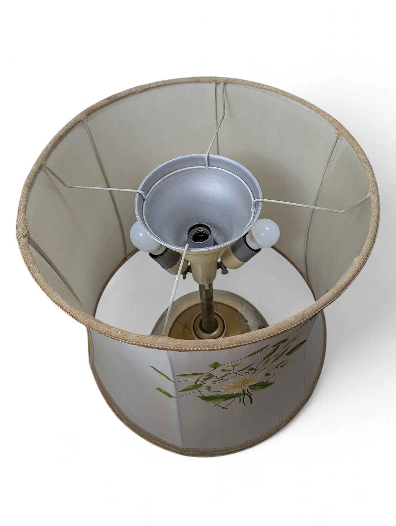 Golden ceramic lamp with floral decoration of Ghinza, 70s 5