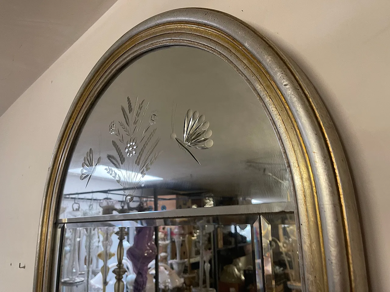 Italian Arched Beveled Glass Mirror, 1980s 2