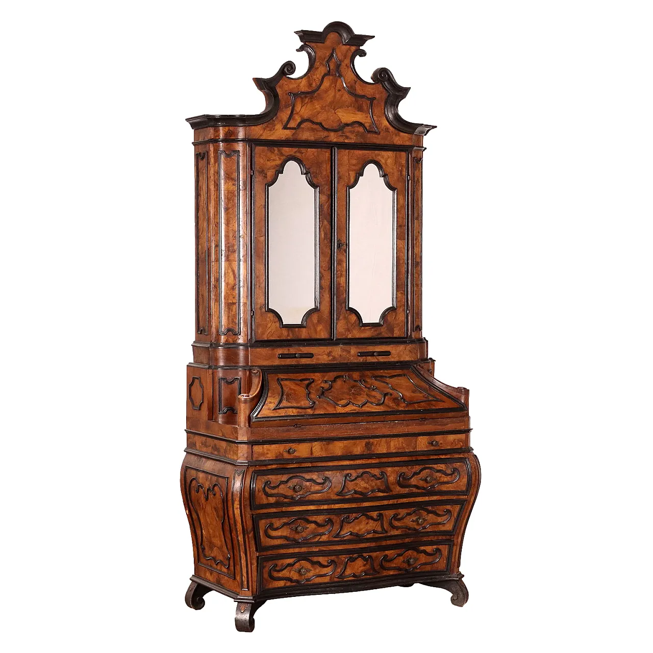 Lombard trumeau veneered in walnut burl, early 1900s 1