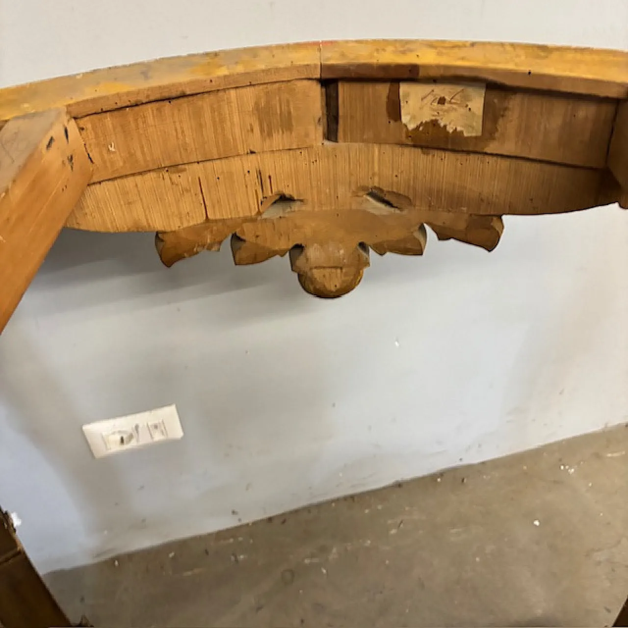 Antica  monumentale console + specchio Luigi Filippo 1840 Foglia oro a 3