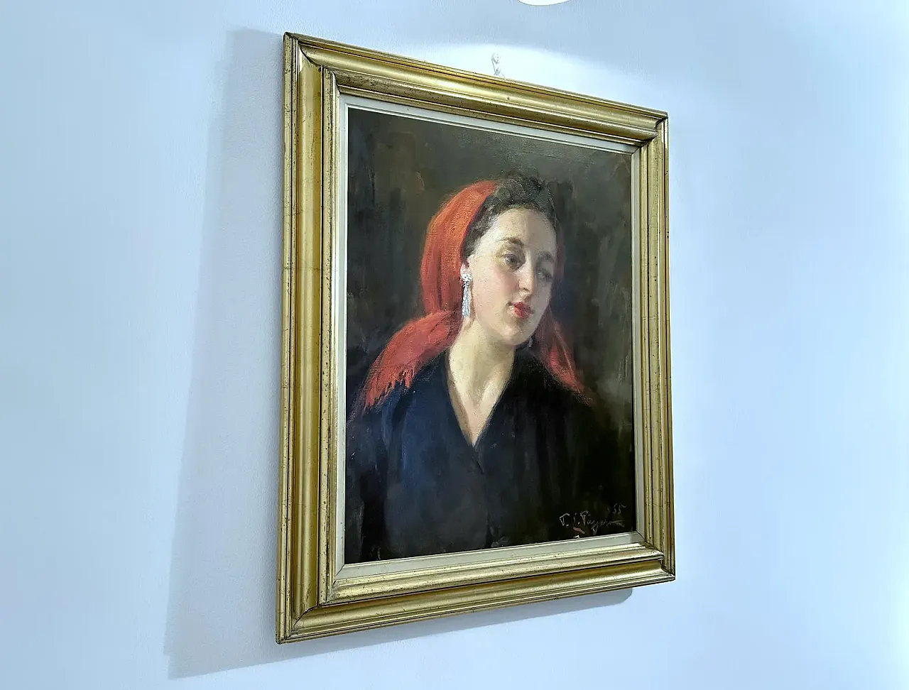 Portrait of a young woman by P.E. Passaro, oil on canvas, 1950s 2