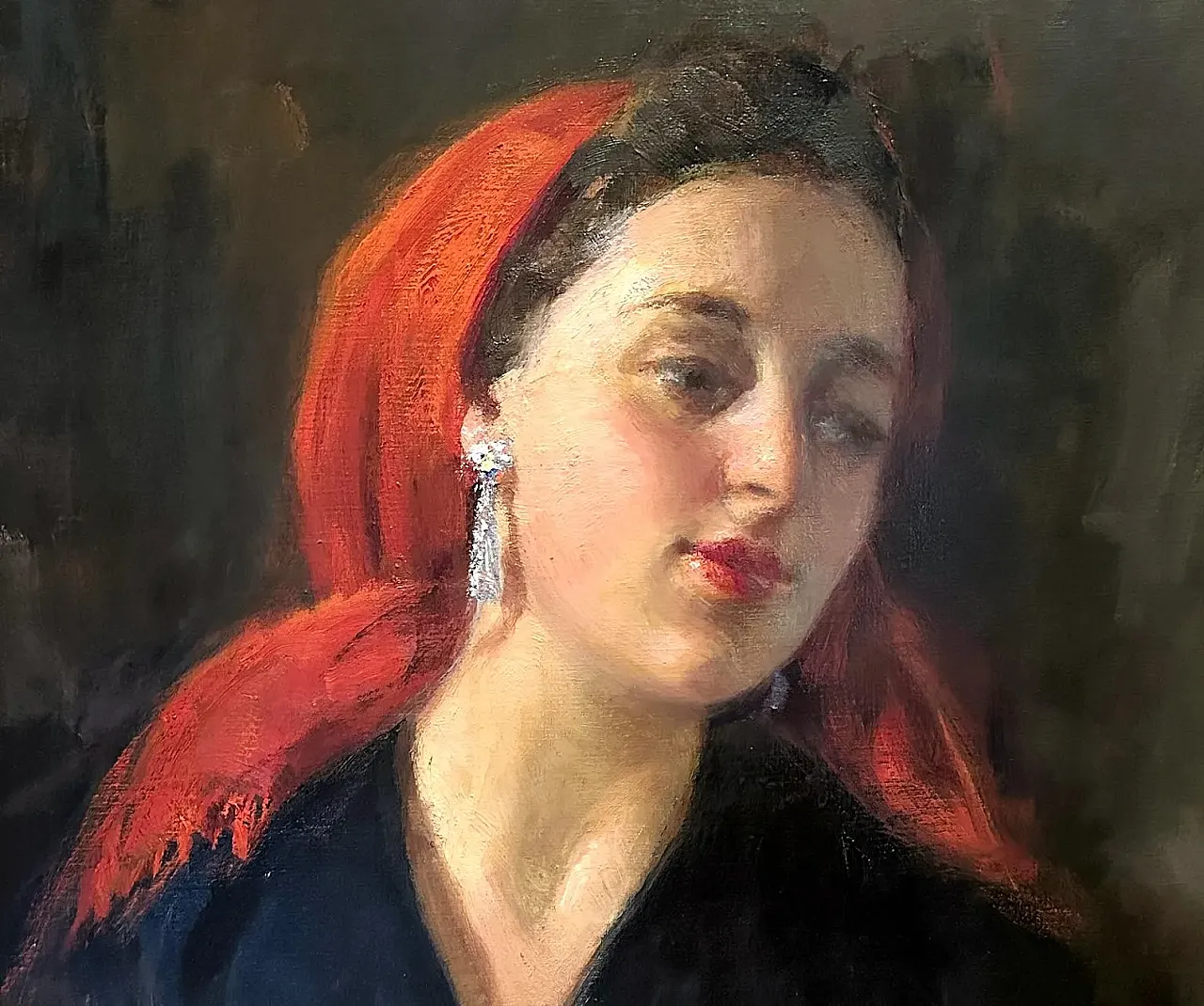 Portrait of a young woman by P.E. Passaro, oil on canvas, 1950s 4