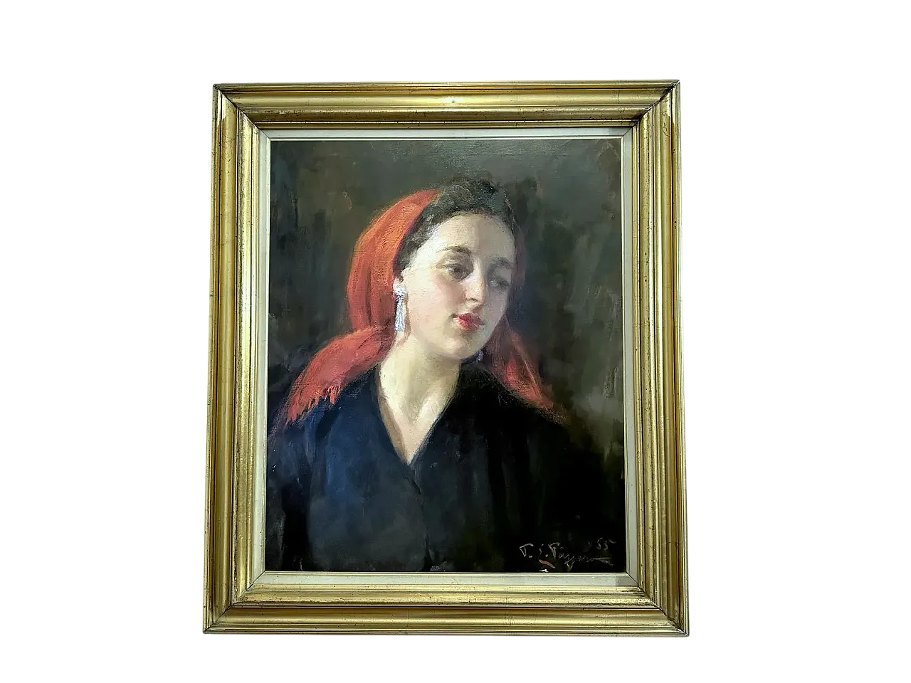 Portrait of a young woman by P.E. Passaro, oil on canvas, 1950s 9