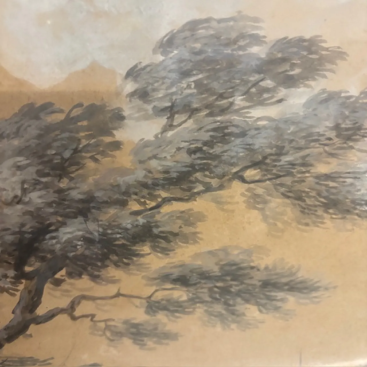 Marina, scena portuale, dipinto a grisaglia su carta, '700 7