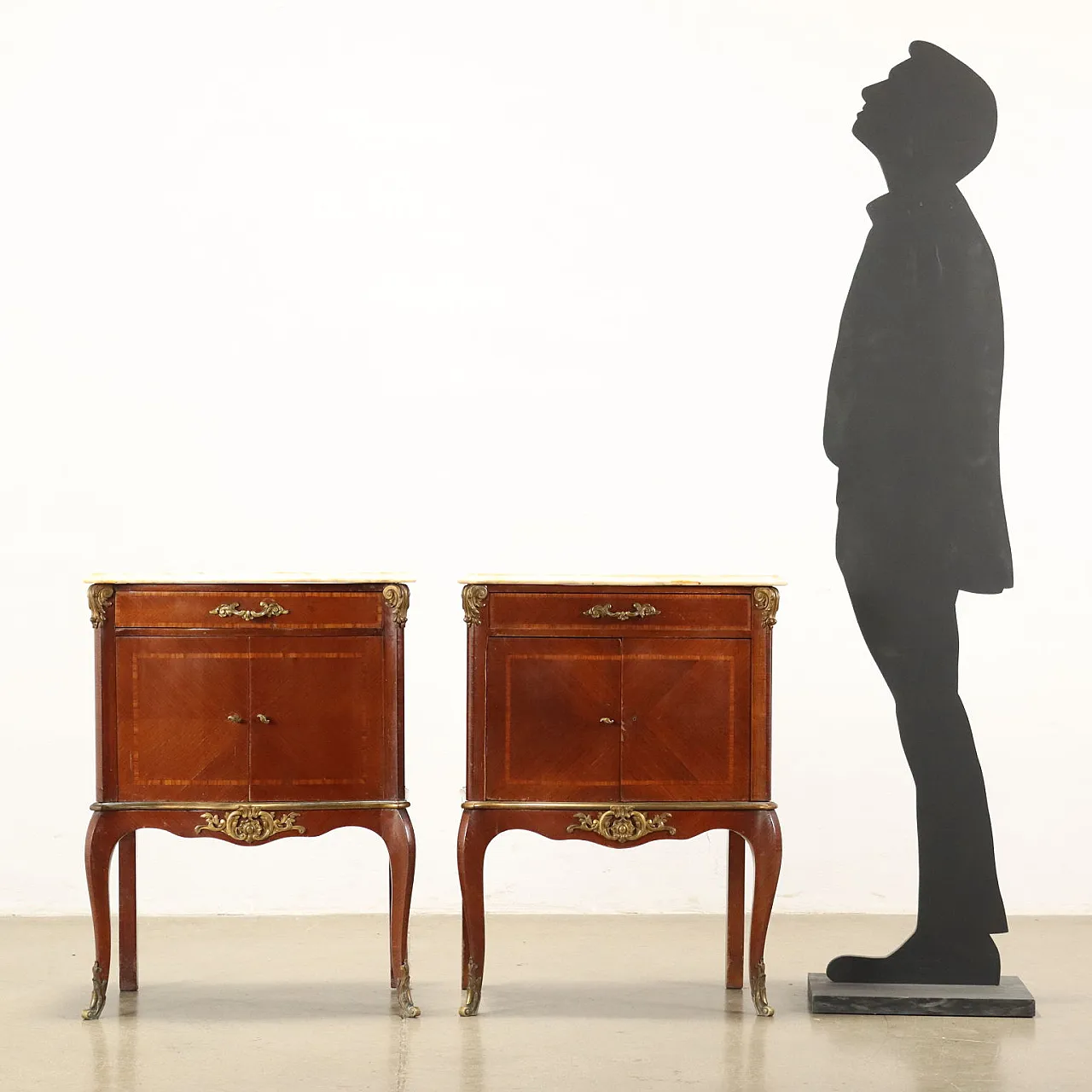 Pair of Louis XV style bedside tables by Stabilimento Grazioli Gaudenzi, early 20th century 2