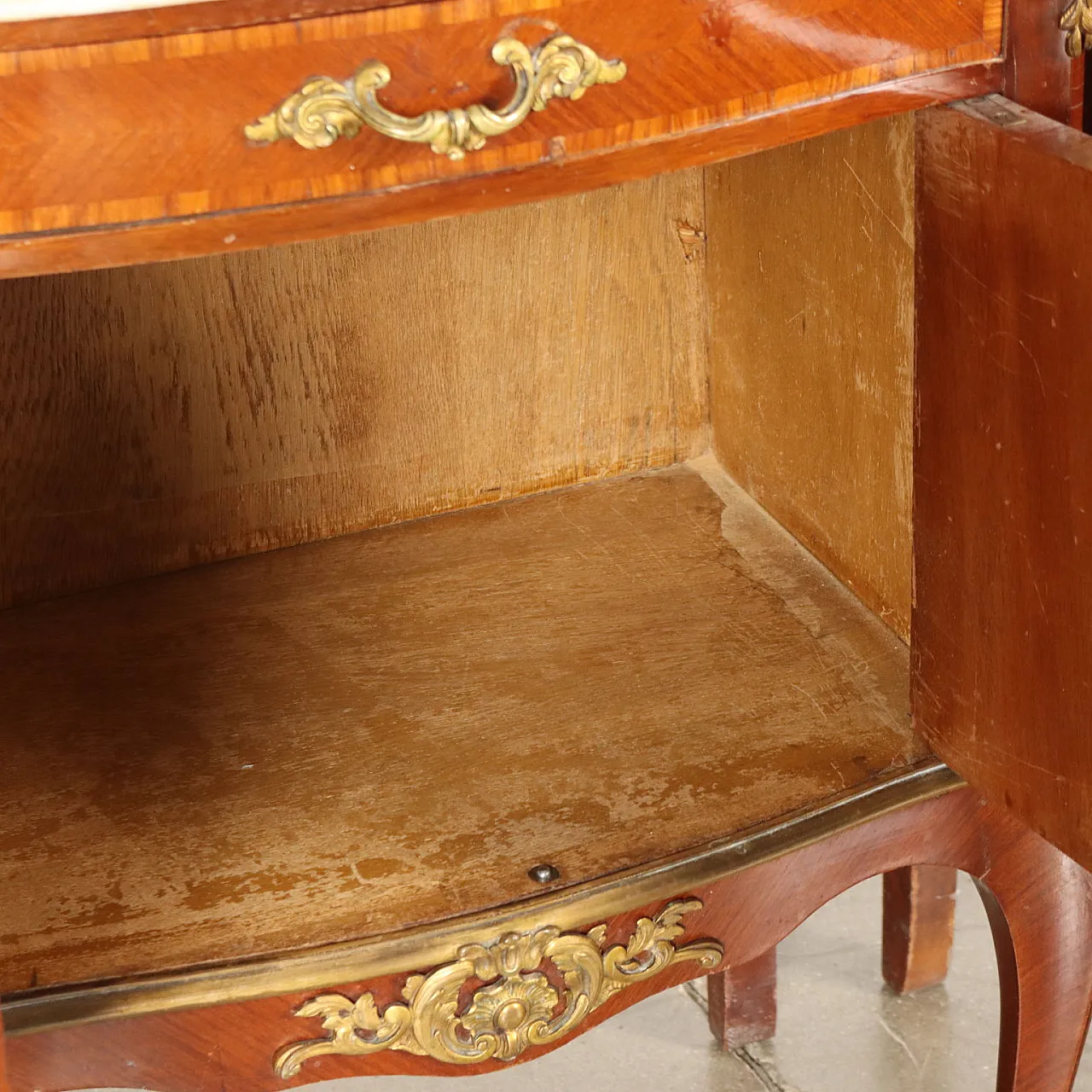 Pair of Louis XV style bedside tables by Stabilimento Grazioli Gaudenzi, early 20th century 9