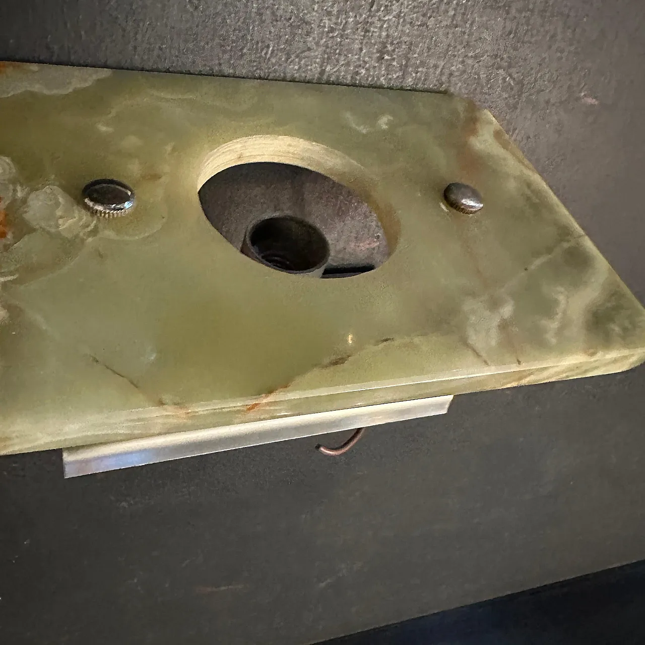 Pair of green and brown onyx and marble wall sconces, 1970s 6