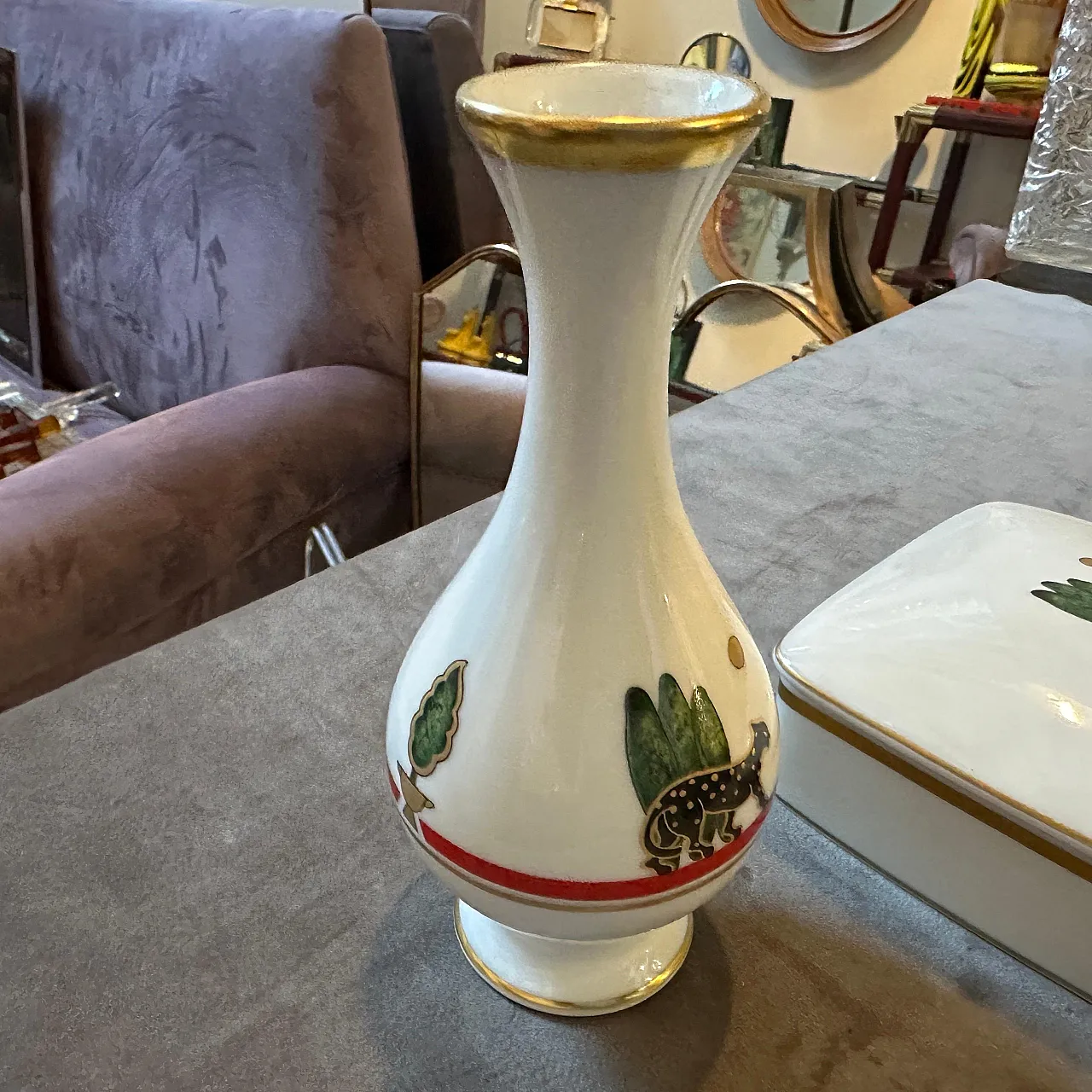 Vaso e scatola in porcellana di Limoges di Cartier Paris, anni '80 7