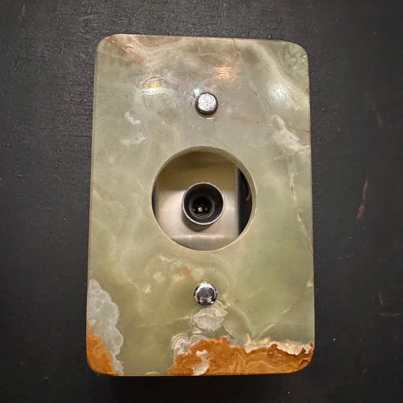 Pair of green and brown onyx and marble wall sconces, 1970s 7