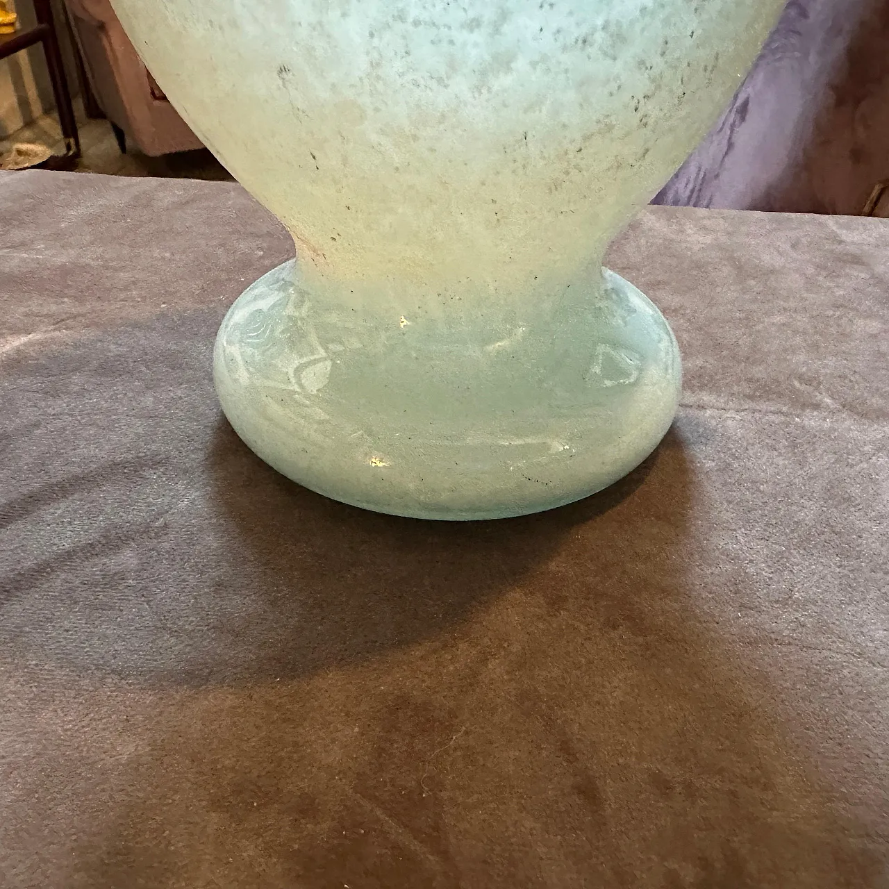 Turquoise and white scavo Murano glass vase by Seguso, 1970s 3