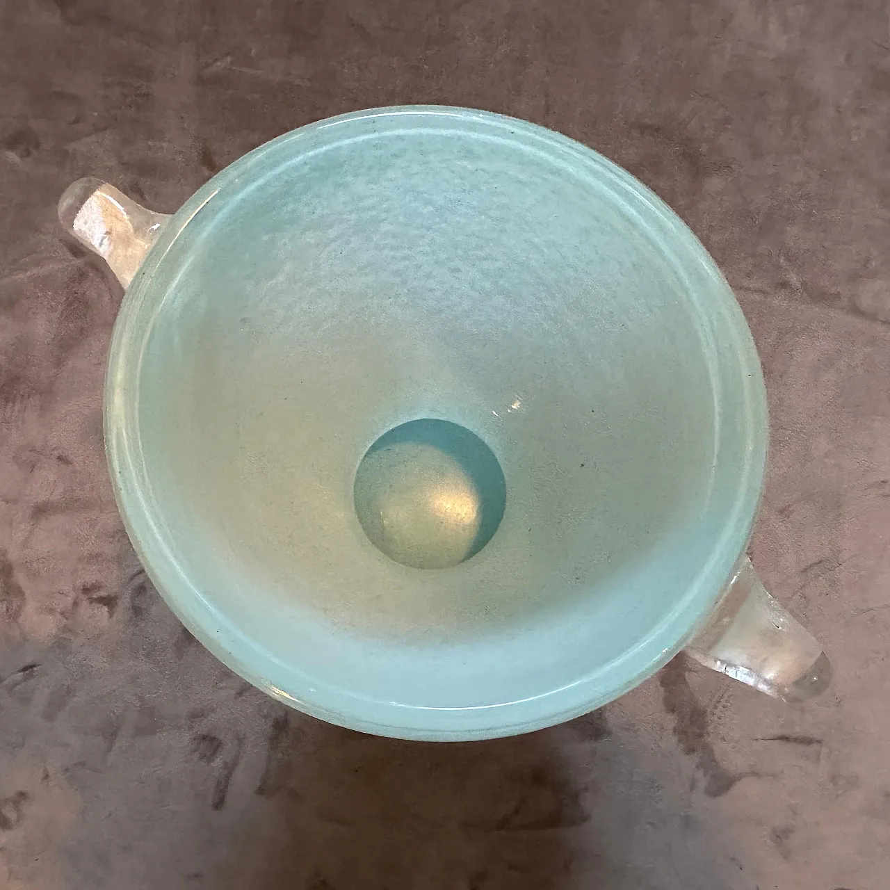 Turquoise and white scavo Murano glass vase by Seguso, 1970s 4