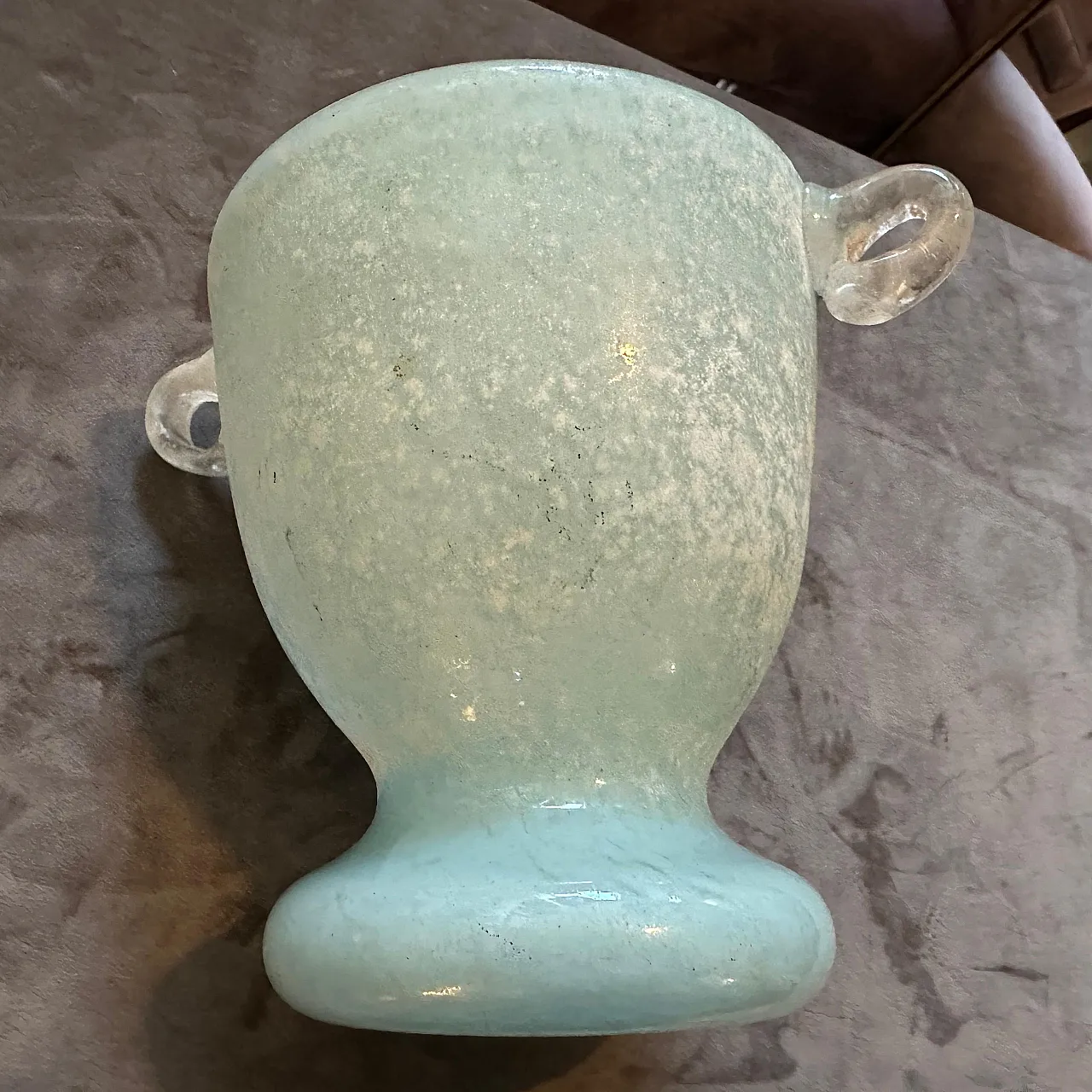 Turquoise and white scavo Murano glass vase by Seguso, 1970s 9