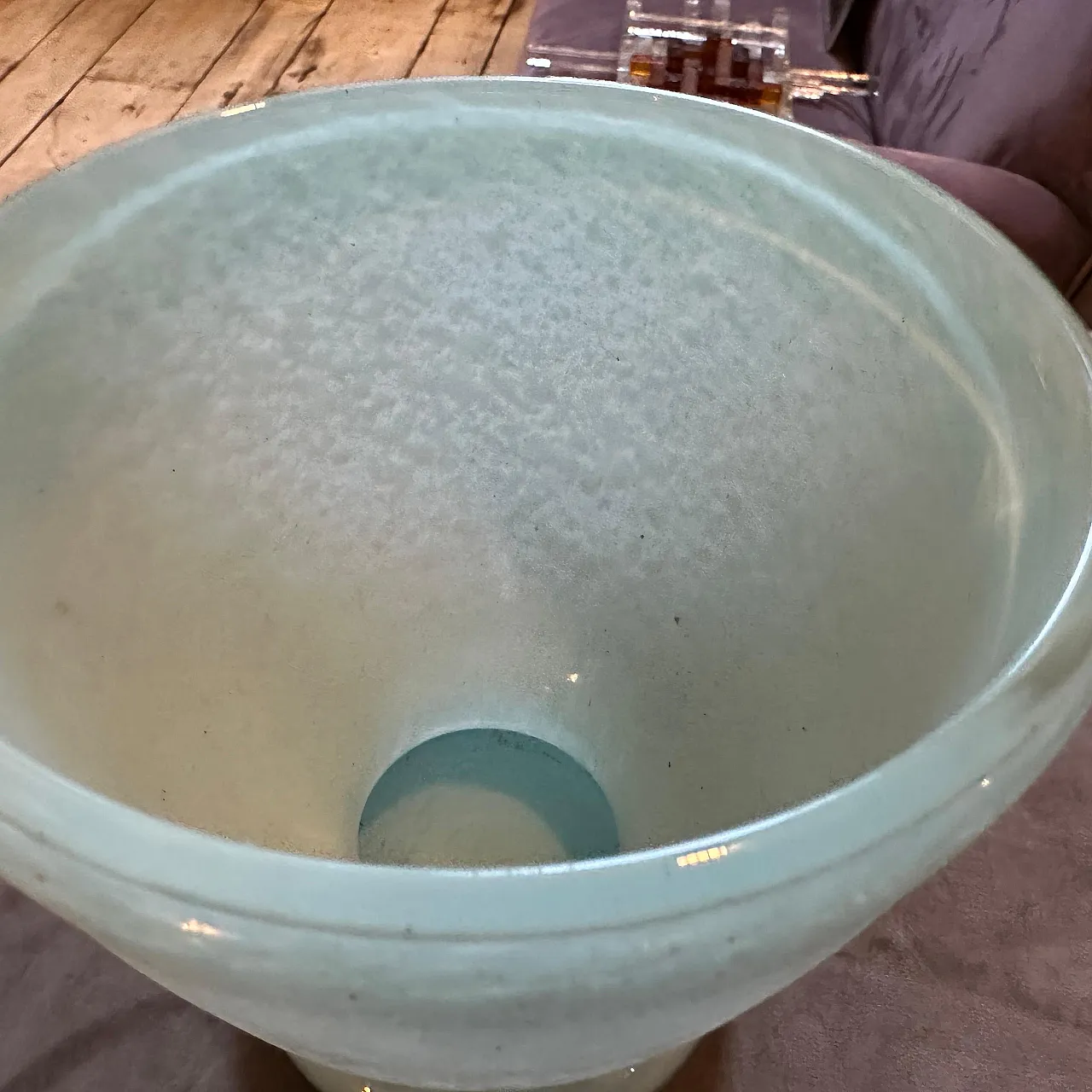 Turquoise and white scavo Murano glass vase by Seguso, 1970s 13