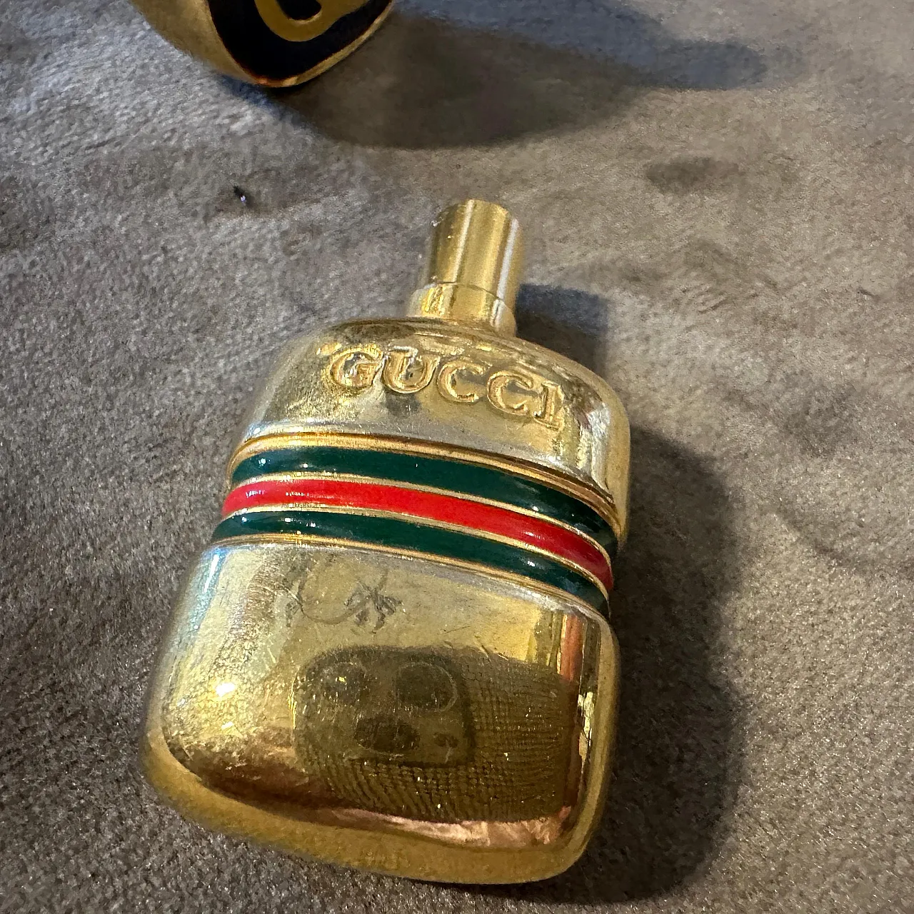 Pair of brass and enamel perfume bottles by Gucci, 1980s 4
