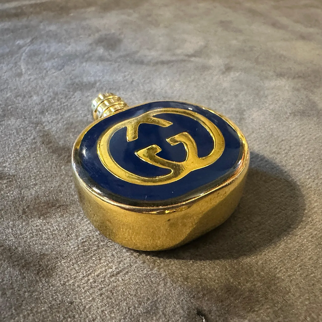 Pair of brass and enamel perfume bottles by Gucci, 1980s 6