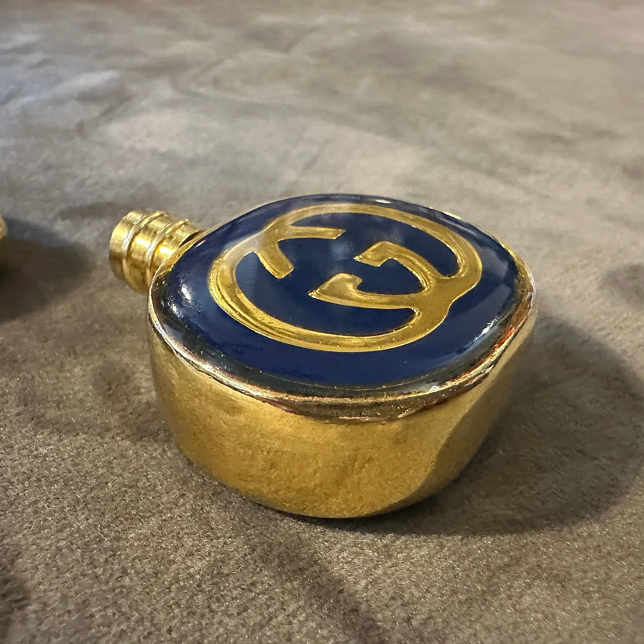 Pair of brass and enamel perfume bottles by Gucci, 1980s 7