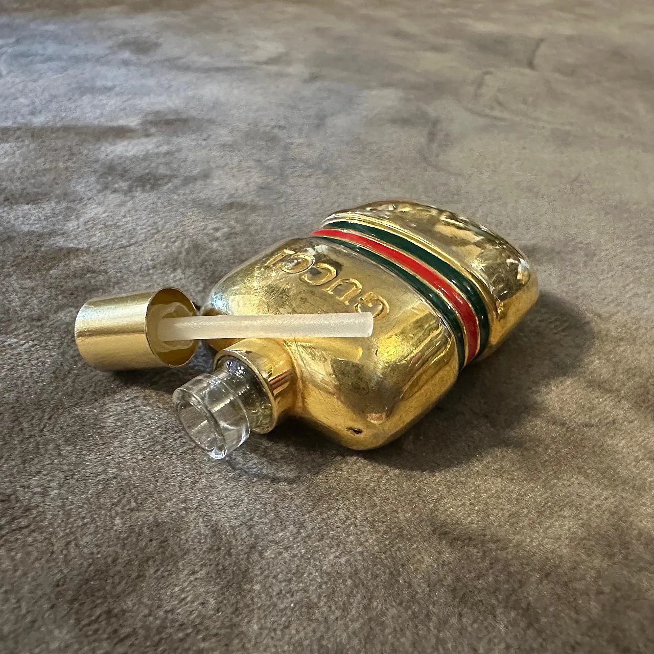 Pair of brass and enamel perfume bottles by Gucci, 1980s 11