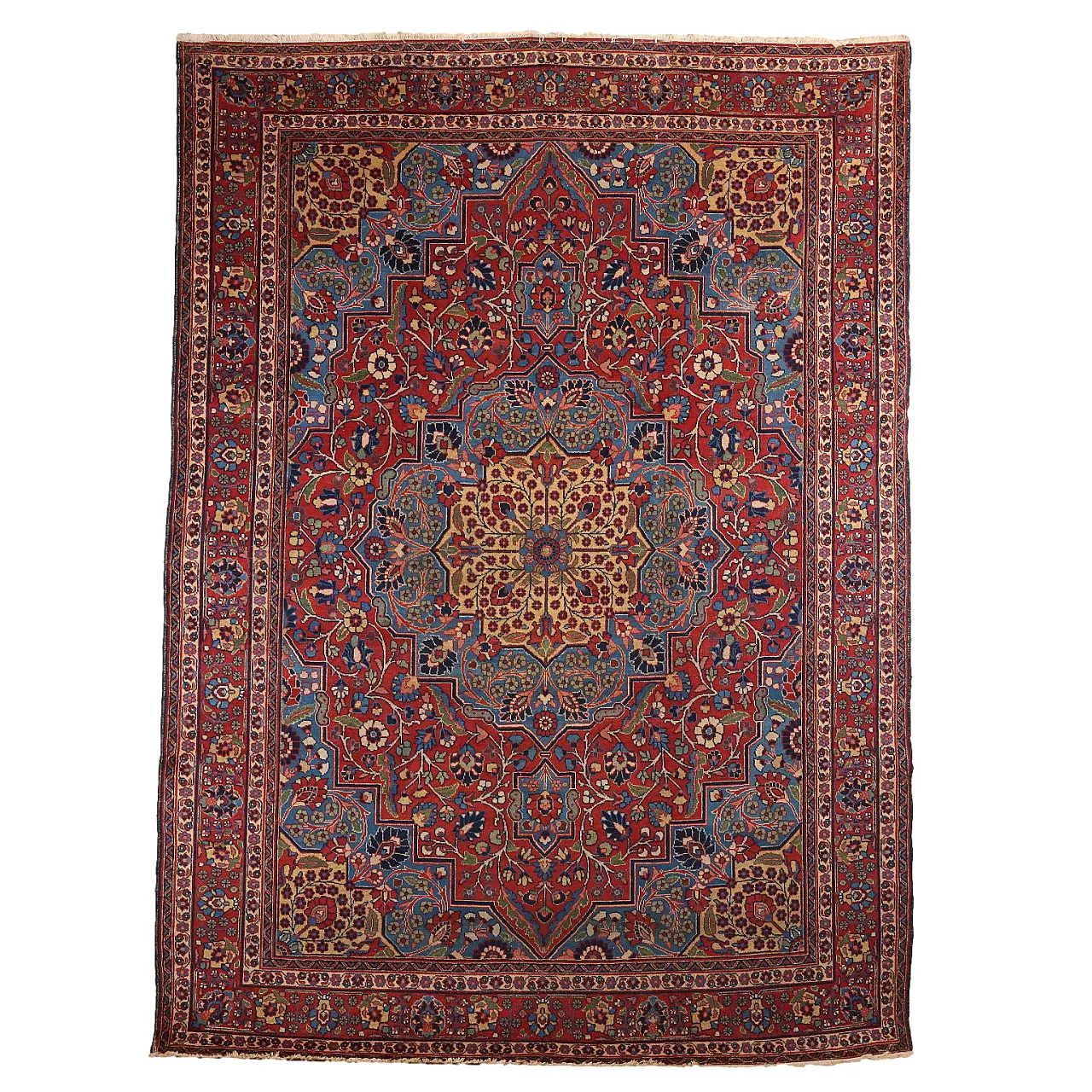 Tappeto Mashad in cotone e lana, fine '900 1