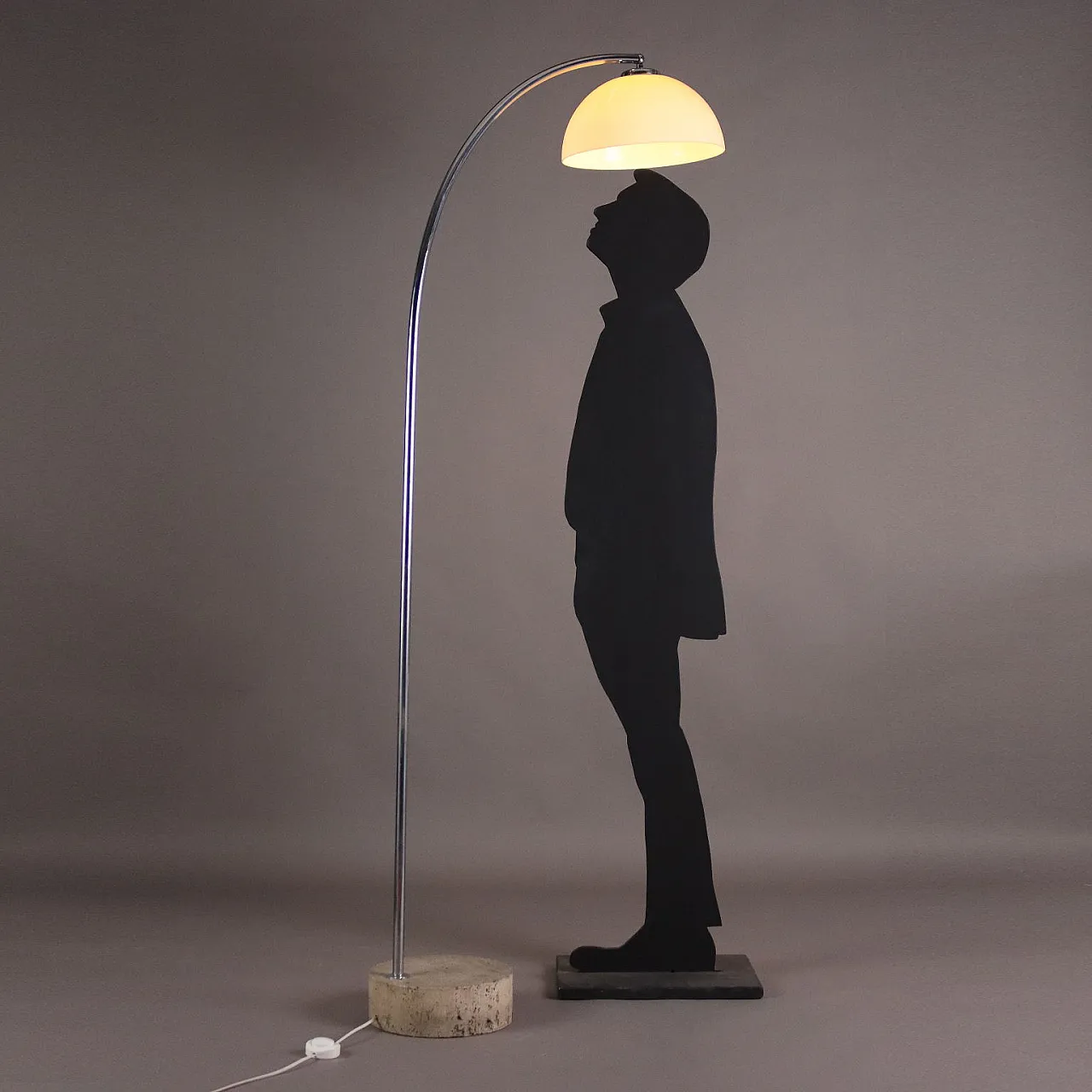 Lampada da terra con base in marmo, anni '70 2