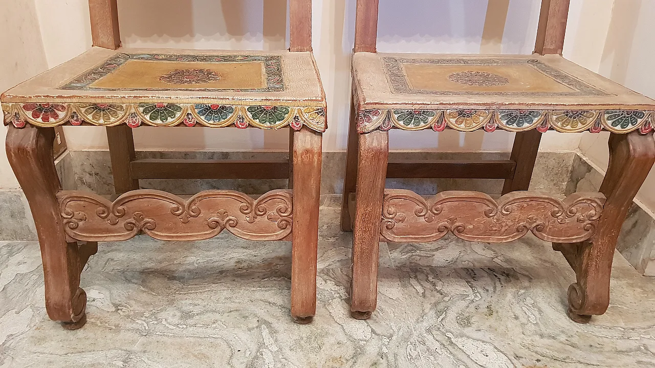 Coppia di sedie in stile coloniale in pelle, metà '900 6
