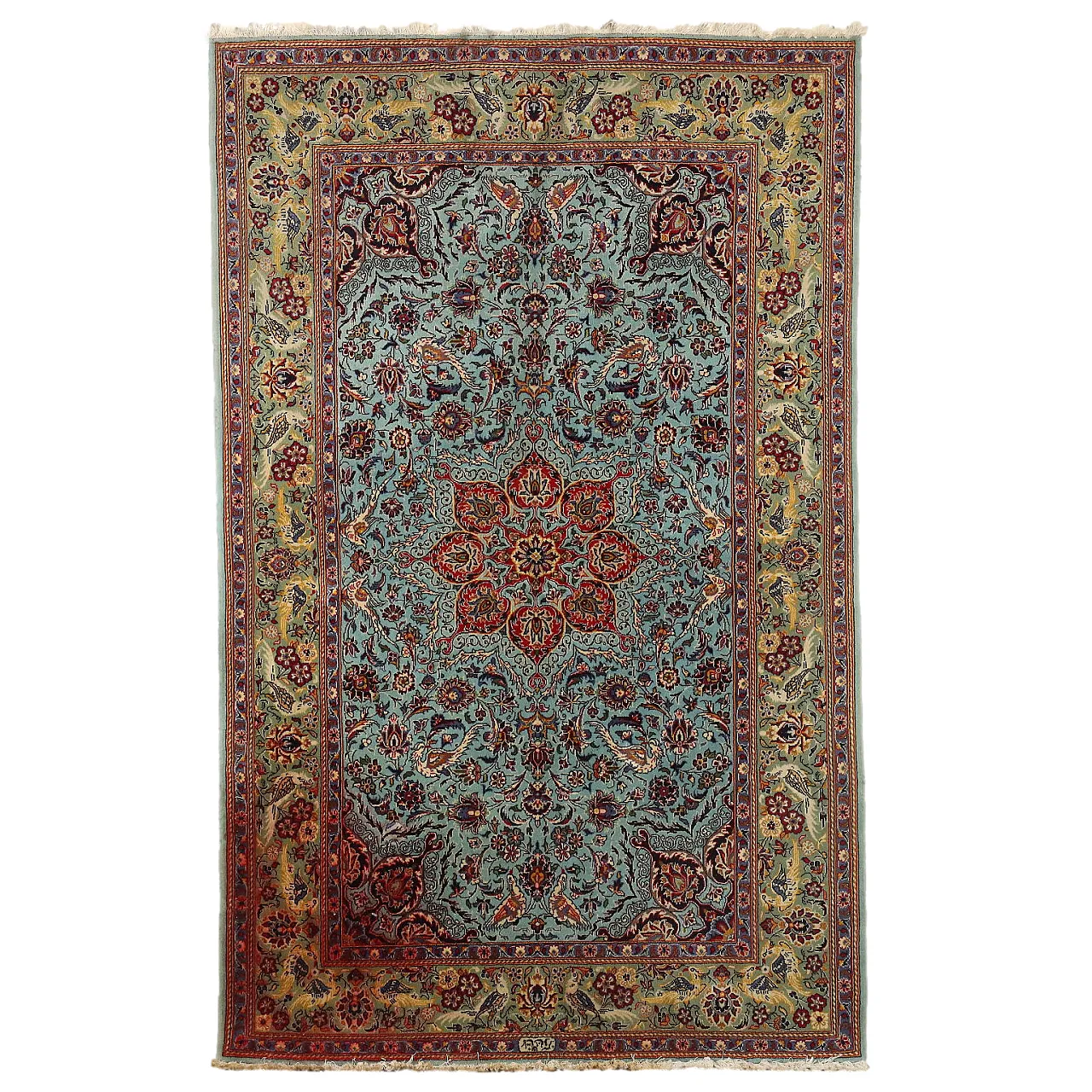 Tappeto Kum in cotone e lana con nodo pesante, fine '900 1