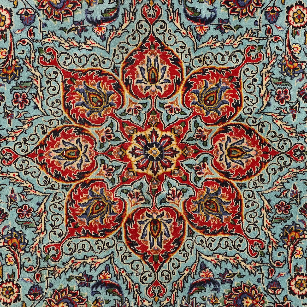 Tappeto Kum in cotone e lana con nodo pesante, fine '900 3