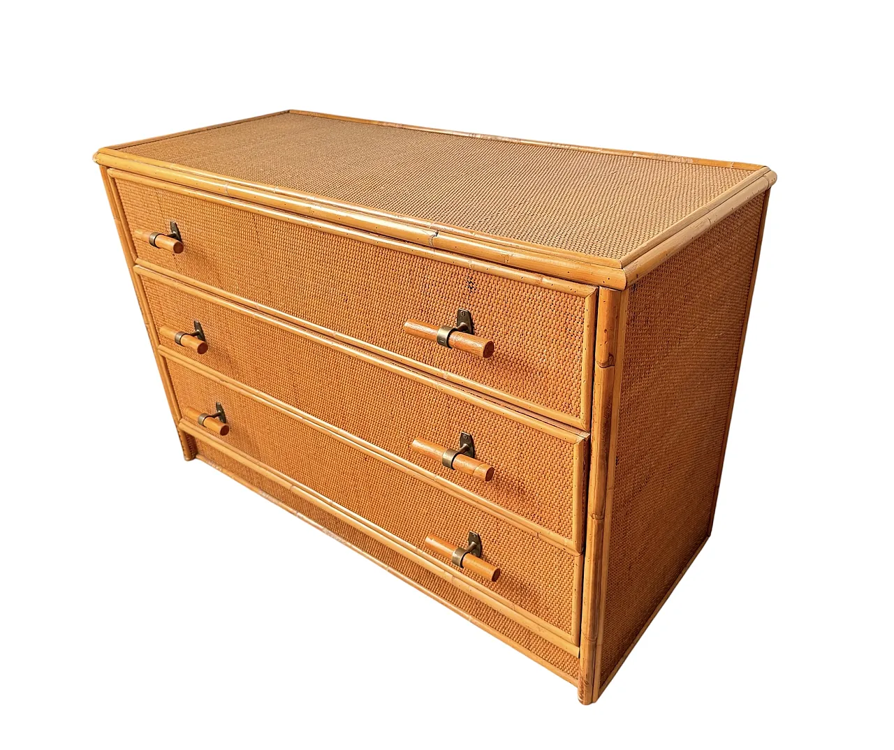 Woven wicker chest of drawers, 1970s 2