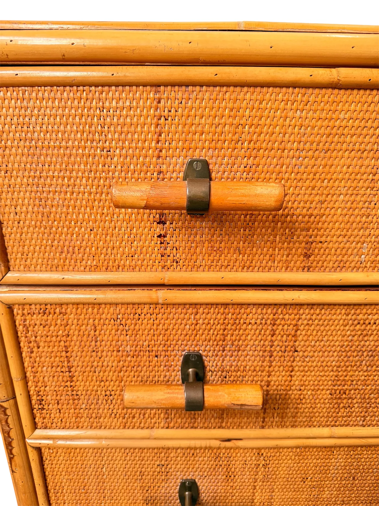 Woven wicker chest of drawers, 1970s 5