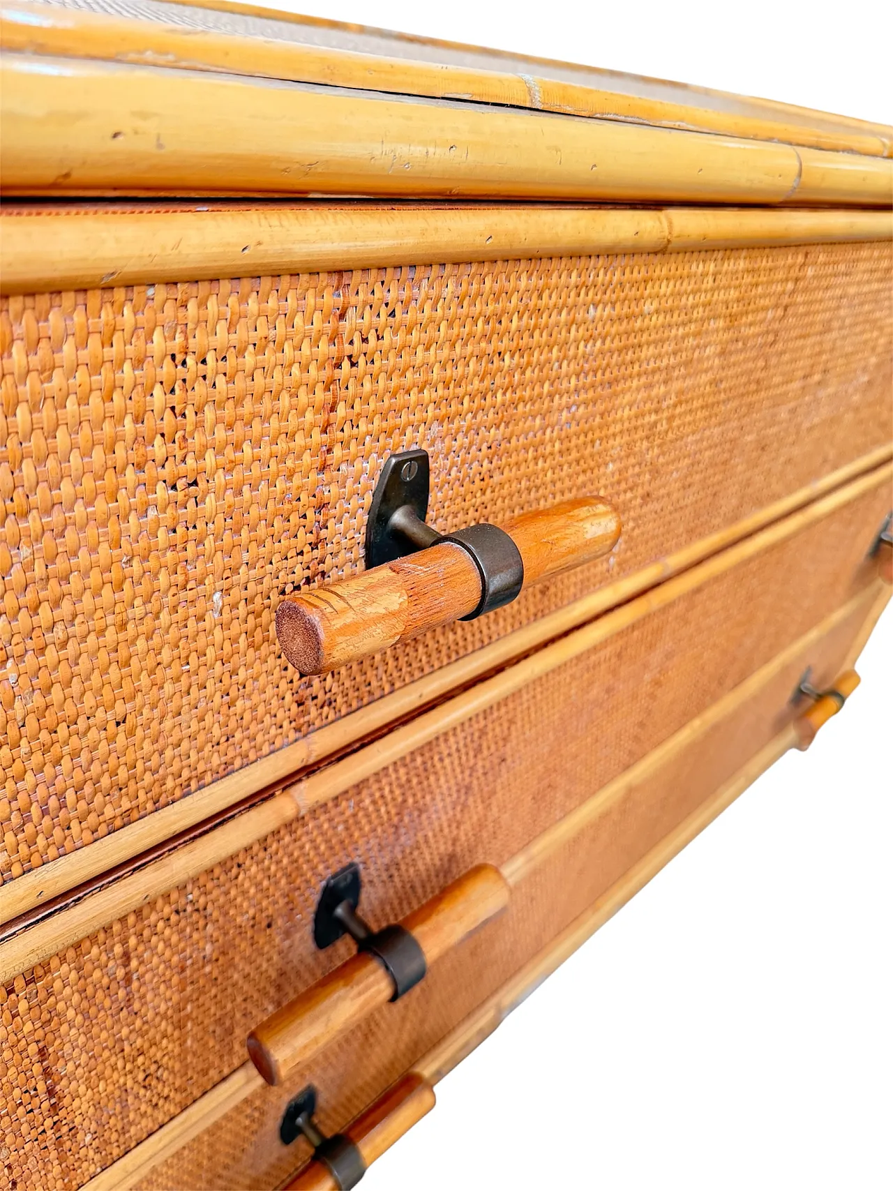 Woven wicker chest of drawers, 1970s 6