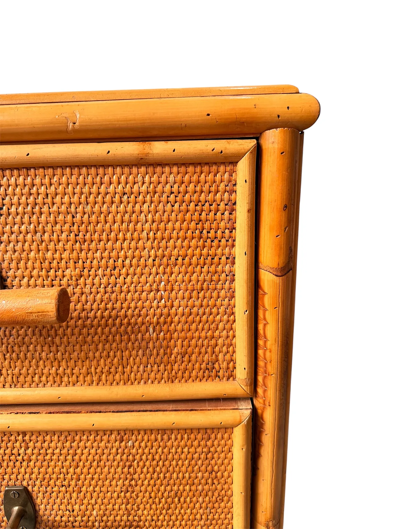 Woven wicker chest of drawers, 1970s 7