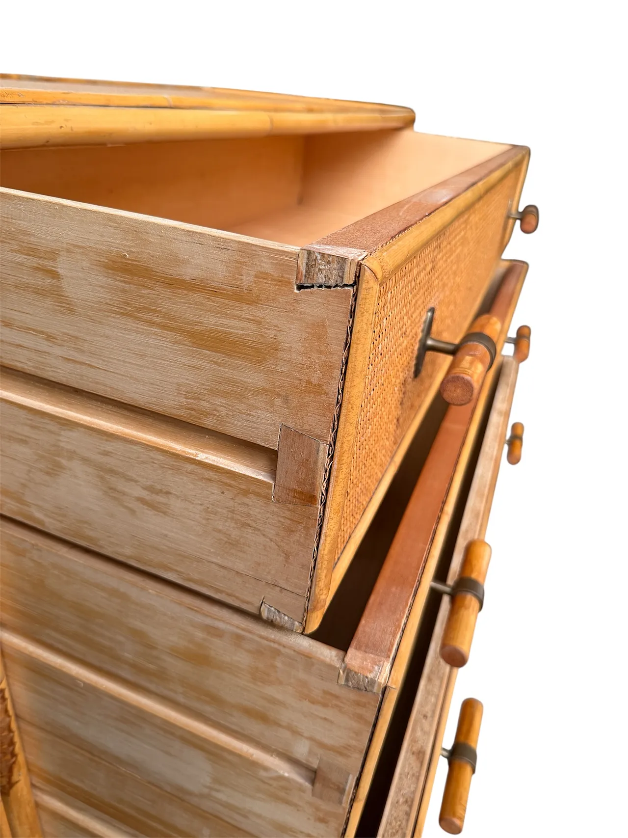 Woven wicker chest of drawers, 1970s 10
