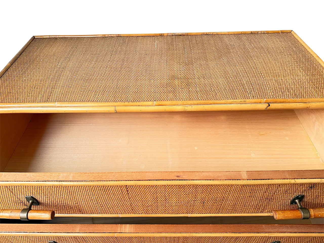 Woven wicker chest of drawers, 1970s 11